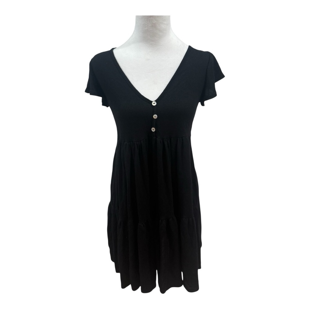 See You Monday Black V-Neck Mini Dress Size S